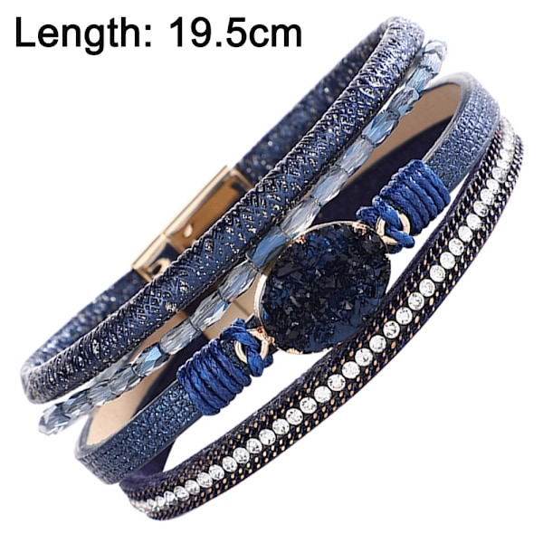 Vintage læder PU kant magnet spænde armbånd