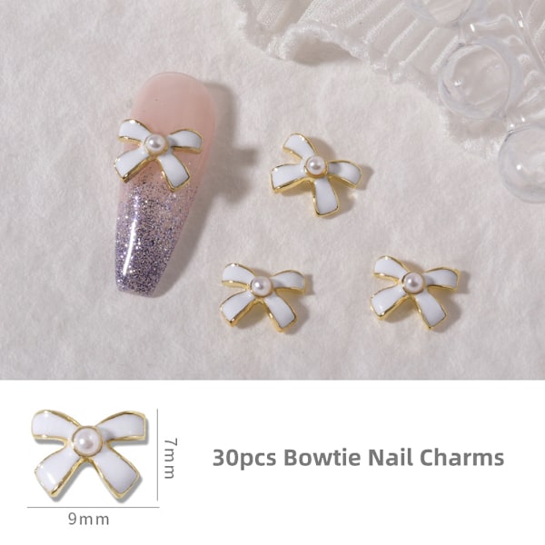 3D Nagelcharms Bågar, 30 st Bågknutar Pärlor Ädelstenar Nageldekorationer för Nagelkonst Dekor, Metall Legering Nagel Dubbar för DIY Smycken Mobiltelefonhantverk