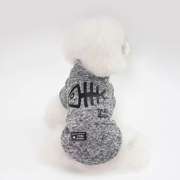 Hunde-Sweater til kæledyr, varm hundepj, blød kattesweater, hvalpeklæder, sweater til små hunde, vinterhundetrøje (Fiskeknokkel)