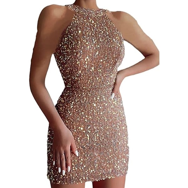 Kvindecocktailærmeløs rygløs sequin aftenfest formel kjole elegant sexet off shoulder
