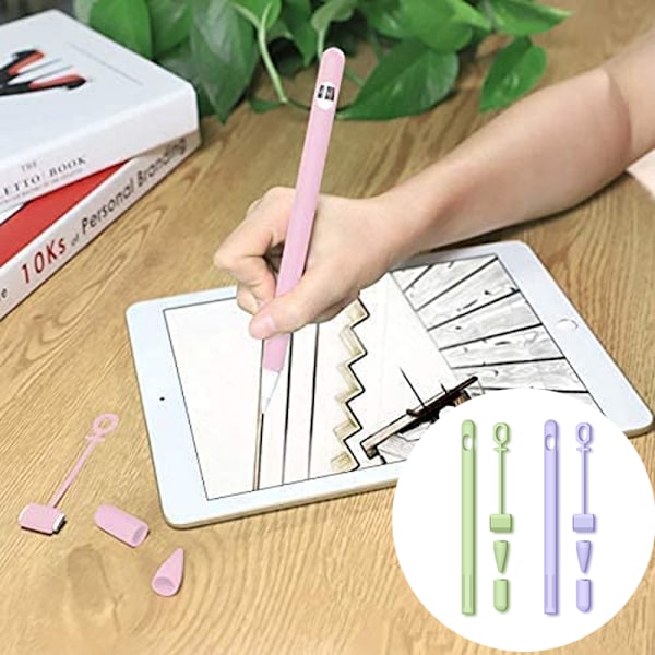 2-pack silikonfodral kompatibelt med Apple Pencil 1:a generationen, mjukt skyddande grepp halkfritt