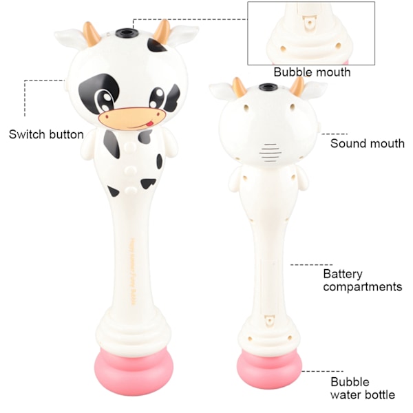 Bubbelblåsare Svans Pojkar Flickor Småbarn Elektronisk Bubbelblåsande Leksak med Bubbelvätska Cow Electronic