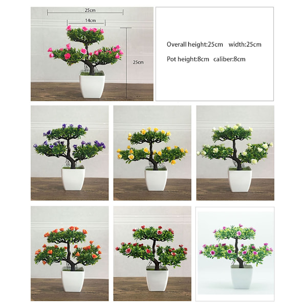 Keinotekoinen ruukkukasvi sisustukseen, Bonsai-puun simulaatio kotiin ja toimistoon (Violetti)