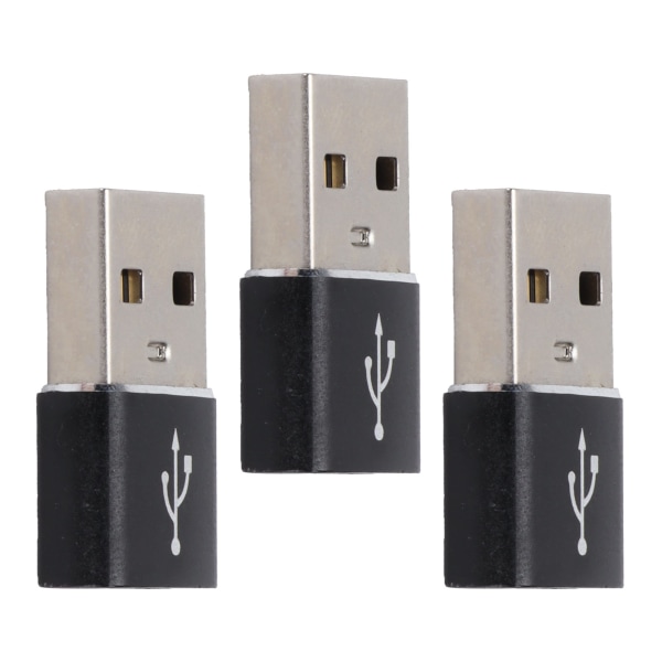 3-pack USB 2.0 hane till TypeC hona U-diskadapter Metall USB till TypeC-adapter för bärbar mobiltelefon (vit)