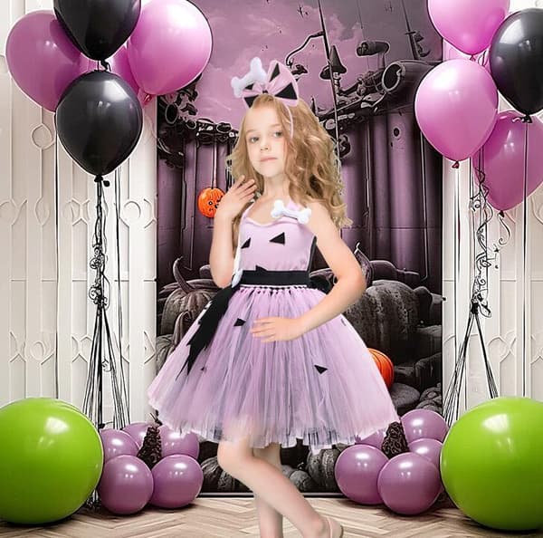 Prinsesse-ponchokjole til jenter for Halloween, rosa Pink 4T