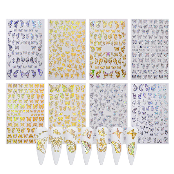 Sommerfugl Neglekunst Stickers, Farverige Sommerfugl Negle Decals Selvklæbende Negle Stickers til Piger