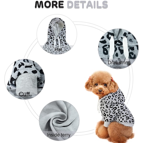 Hund Leopard Huvtröja med Hatt, Hundkläder Lätt Valp Hoodie, Doggy Hoody Outfits Kattkläder