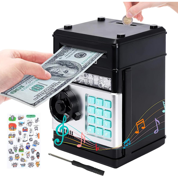Spargris för barn, pengautomat spargris, elektronisk spargris med lösenordsskydd, automatisk papperspengar-rullande spargris, ATM-sparbanksautomat, fantastisk