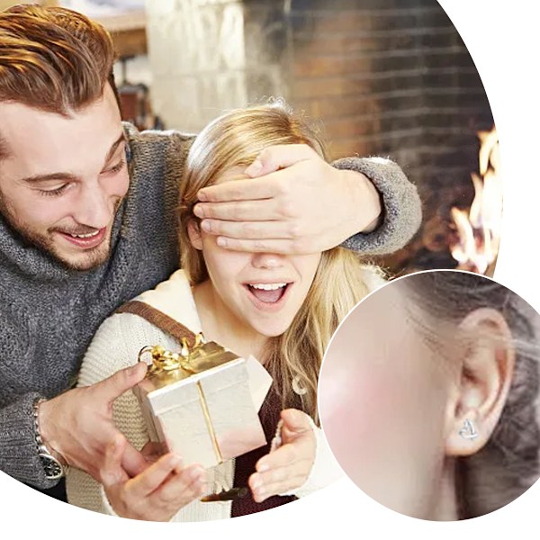 Øreringe til kvinder, simple øreringe, små stjerne- og måneøreringe, stift-piercing, sølvøreringe