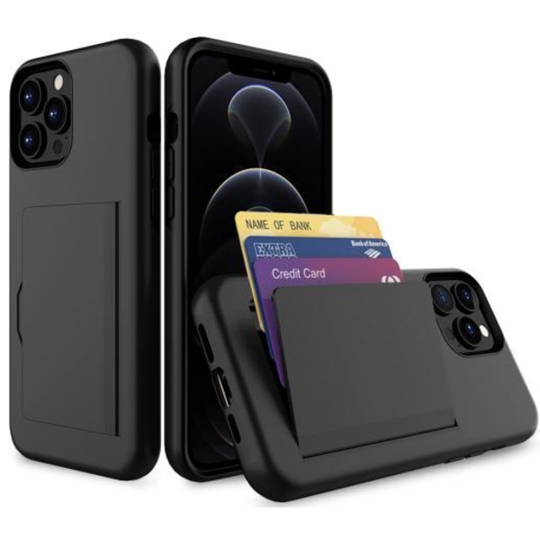 iPhone 13/14 Cardholder Case - Black Protective Design