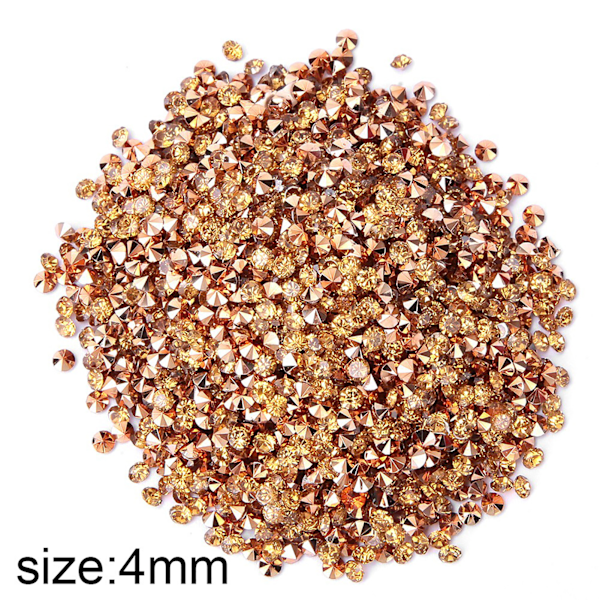 Diamant med Gyllene Platta Botten Spetsig Dekoration Diamant (4mm Allt Gyllene)