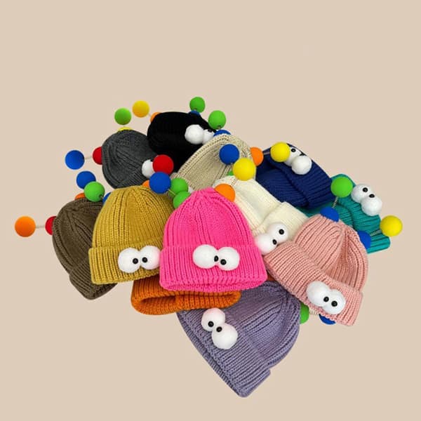 Tecknade monster mössa vuxen elastisk hatt vintervärmare stickad mössa kalla vinterpresenter för studenter tonåringar skidåkning rosa Pink