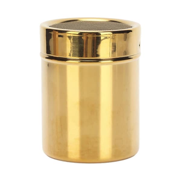 Powder Shaker Stainless Steel Rust Resistant Gold Fine Mesh Powdered Sugar Shaker For Kitchen