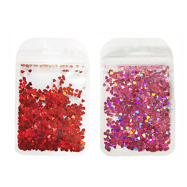 2 Påsar Hjärta Nagelkonst Dekaler Hjärta Nagelglitterflingor Glimmande Sekviner för DIY Nagelkonst Dekorationer