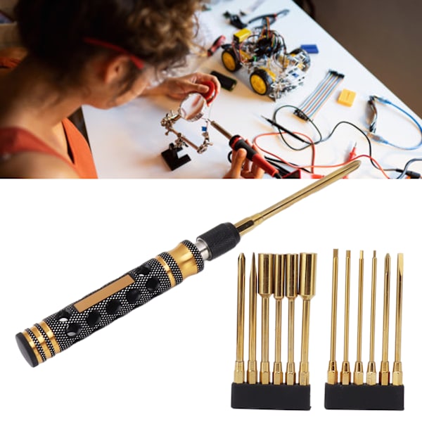 Skruvmejsel Reparationsverktyg Trycktyp 12 i 1 Ergonomisk Hög Hållfasthet Multibit Skruvmejselverktygssats för RC Drone Bil
