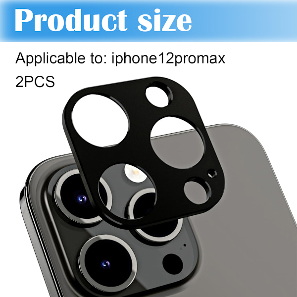 [2-Pakkaus] iPhone 12 Pro Max Linssisuoja Karkaistua Lasia - Musta