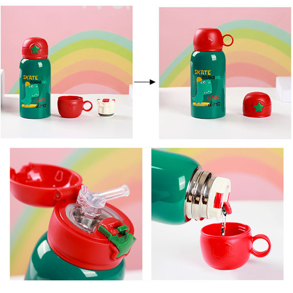 Småbarns Sippy Cup med Straw, Zoo Rustfritt Stål Straw Bottle