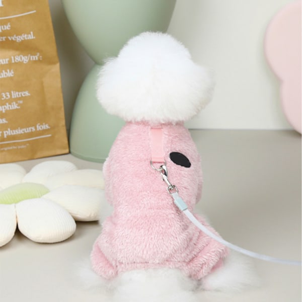 Hundepyjamas til små hunde Vinter Hundetrøje med snorring Varmt Hvalpe Fleece Kæledyrs Tøj Outfits Pink Sød Hund (Pink)
