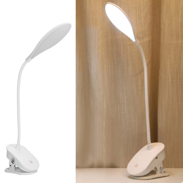 2W Vit LED Klämma Bordslampa Touch Switch USB Laddning Tre Lägen (Elliptisk Lampa)