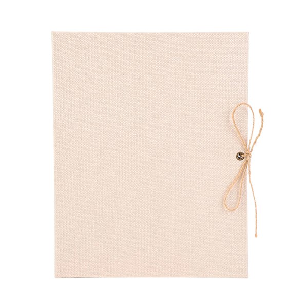 Kreativ Linned DIY Håndlavet Kortalbum Scrapbog Simpel Løsblad med Rebstropper 30 Sider (Beige)