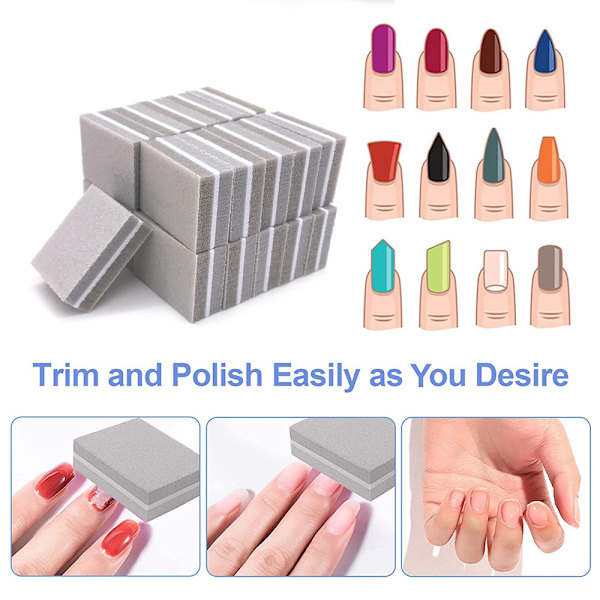 Nagelbuffert Sandpapperblock Poleringsfil 100/180 Korn Nagelfiler Konst Pedikyr Manikyr Fil 2-sidig