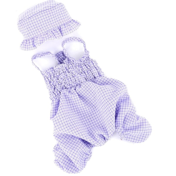 Hundepyjamas med fødder Sød Plaid til små hunde Søde katte Piger Overalls Skjorter Bukser med hætte Kæledyr Hvalpe Tøj