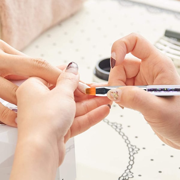 Nagelkonstborstar, 5 st Nagelborstar för Nagelkonst med Nagelpenna och Nagelprickpennor för Hembruk