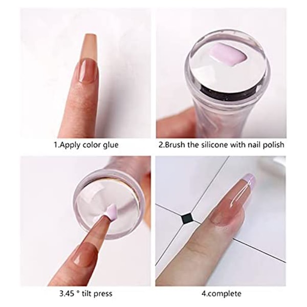 Dubbelsidig Transparent Gelé Nagelstempel Skrapa Silikonstämpel Nagelsmyckenstämpel Plast Nagelsmyckenstämpling Stämpel för Manikyrverktyg