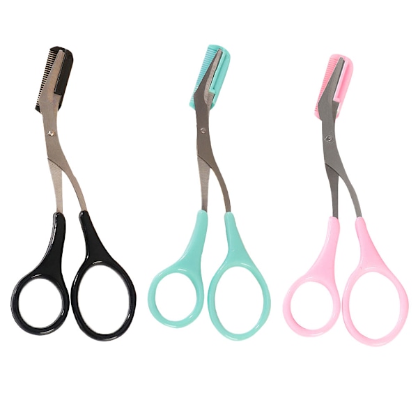 3 st Eyebrow Trimmer Saxar med Kam, Eyebrow Shaping Cut Comb Halksäker Skönhetstillbehör