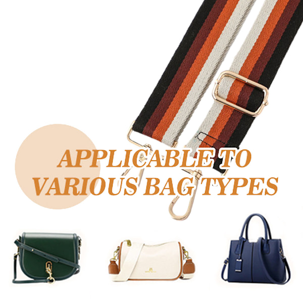 2 st väska rem, 3,8 cm bred väska rem ersättning crossbody handväska randig justerbar axelväska, justerbar 80-140 cm