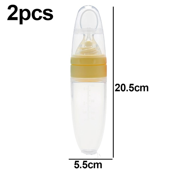 2 stk. Baby Silikon Foderflaske Ske Baby Mad Feeder med Stående Base til Spædbarn Dispensering og Foder
