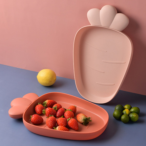 Jordgubbar Plastbrickor Snacktallrikar Köksskålar,2 Pack Plasttallrikar Serveringsfat Matbricka Dekorativa serveringsbrickor för