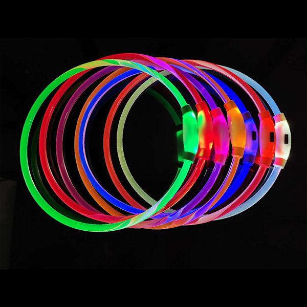 Ljusstarkt LED-halsband för hundar, 1 st, vattentätt, mini-USB-laddningsbart, TPU-glödande säkerhetsbas