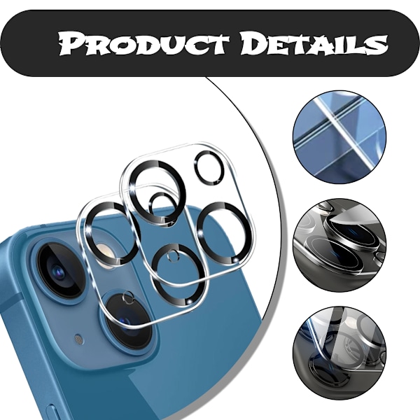iPhone 13 Mini Linsebeskyttelse i Herdet Glass – 2-Pakning Kamerabeskyttelse for Skader