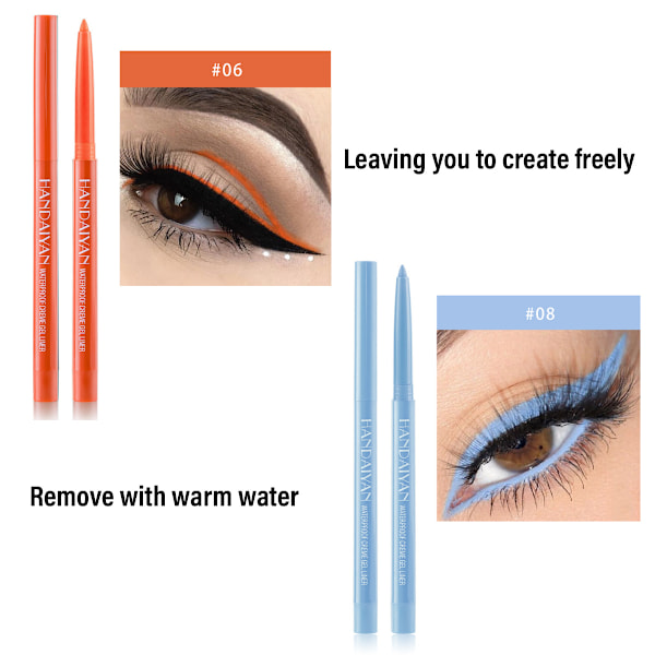 6 Färger Vattentät Ögonpenna Set Matt Långvarig Eyeliners Ögonmakeup Pennor, Retraktila