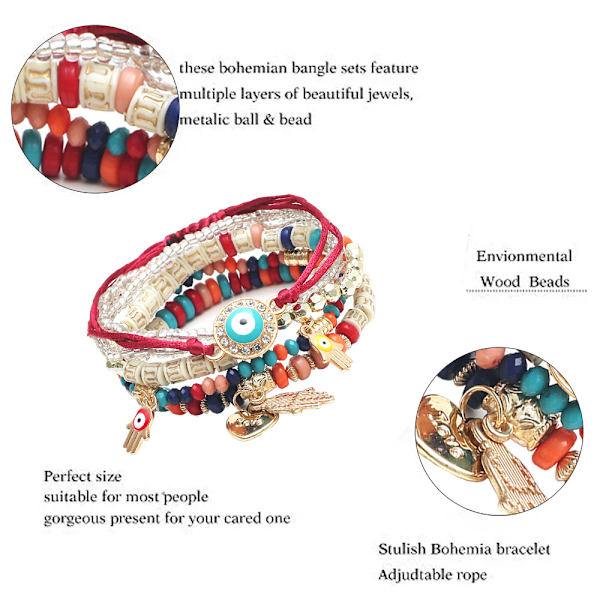 Håndlavet perlekæde Modeøjne Risperle temperament Multilags armbånd