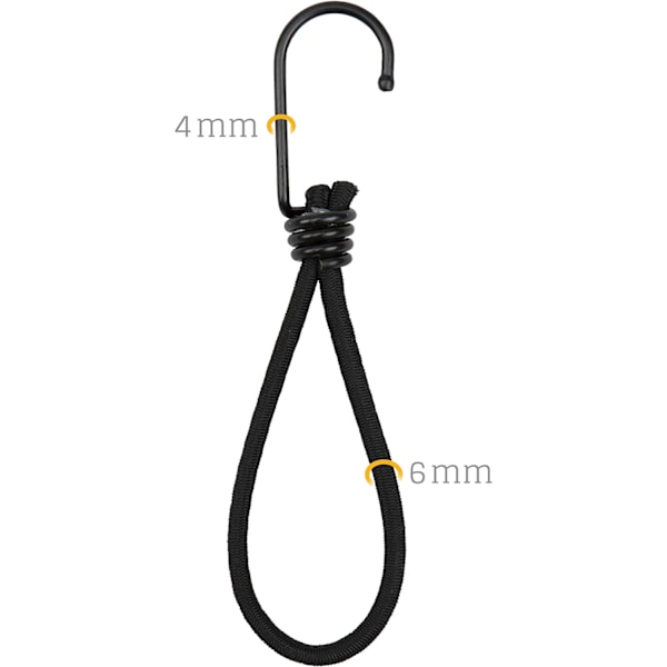 25 Professionell elastisk gummispännare med krok (svart 130 mm) för presenningar, affischer, presenningsnät, elastisk rem, presenning