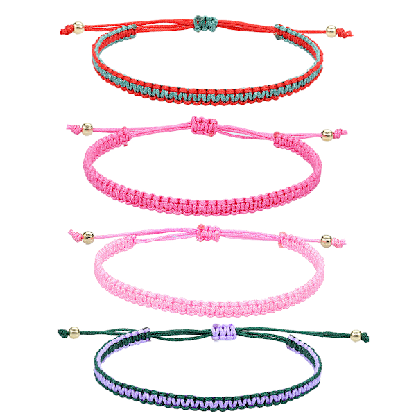 4 stk Justerbare Armbånd for Kvinner, Smykketilbehør for Kvinner og Tenåringsjenter, Lykke