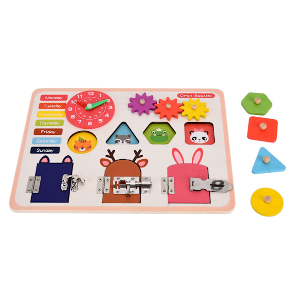 Travlt Busy Board Forældre- og Børneudvikling Montessori Legetøj til Grundlæggende Livsfærdigheder og Finmotorik (JQN- Smart Fun Busy Board)