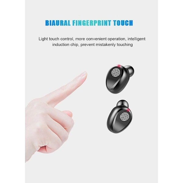 Bluetooth Earbuds, 5.0 Earbuds med 2000mAh case LED-batteridisplay 60H Playtime in-Ear Touch Bluetooth Headset IPX7 Vattentätt True