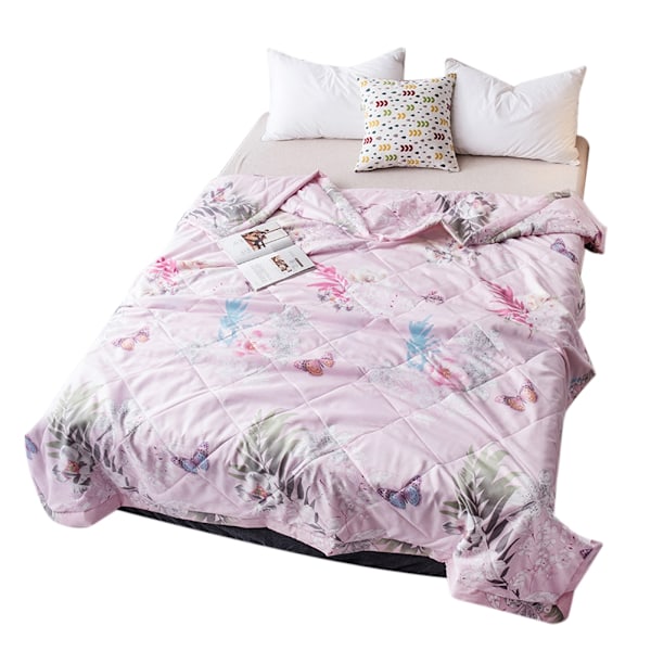 Tvättad Queen Flower Sommar Luftkonditionering Comforter Quilt Täckfilt (M)