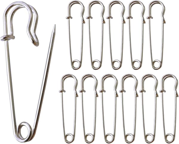 Large Safety Pins, 12 Pcs Large Safety Pins, 63 mm Extra Large