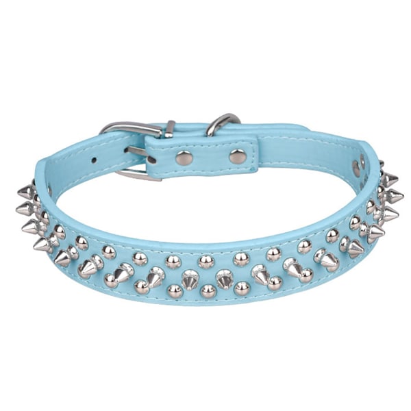 Justerbart brett spik hundhalsband, svampnit PU läder katt hundhalsband, hållbart spik husdjurshalsband