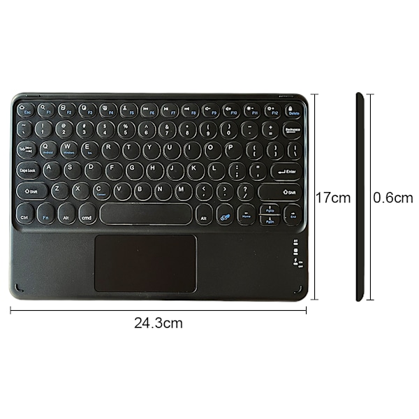 10 tums Bluetooth-tangentbord med pekfunktion, ultratunt trådlöst Bluetooth-tangentbord med pekplatta, inbyggt uppladdningsbart