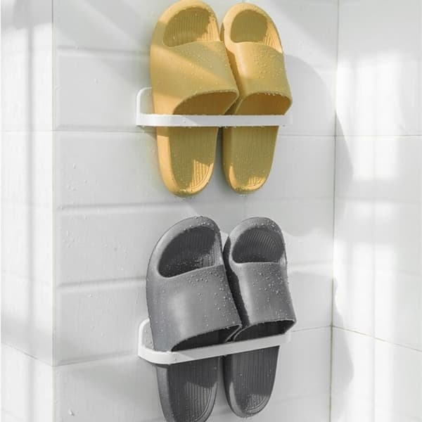 Wall Mounted Shoe Rack, Plastic Shoe Storage Rack, No Drilling Required, Space Saving Shoe Holder, Easy Hanging Shelf for Bathroom,..