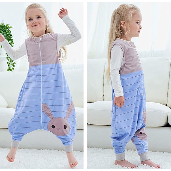 Barn Sovsovsäck Med Ben Varma Mjuka Pyjamas, Flickpojke Vinter Sovsovsäck Jumpsuit Utan Ärmar Sovsovsäck Med Fötter Flanell Pyjamas