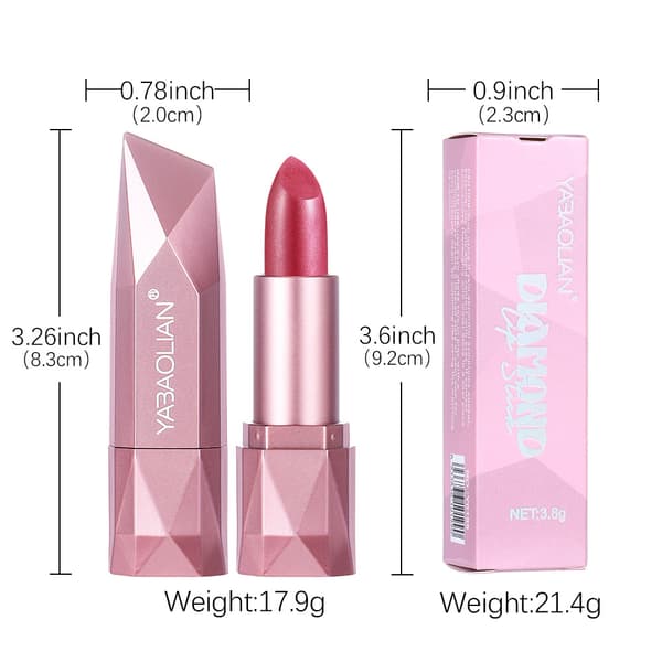 Diamond Glitter Lipstick - Water-Resistant, Shiny Gold, Moisturizing Diamond Shape #4