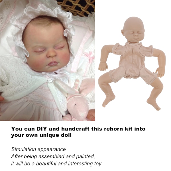 20 Tums Omålad Simulerad Reborn-docka Kit Oavslutad DIY Bebisdocka Formdelar Set