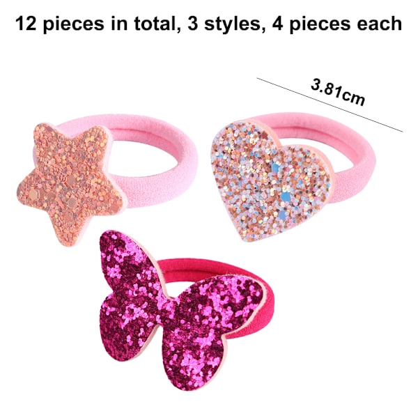 12 st glitterhårband för flickor, elastiska gummiband, hårscrunchies för småflickor, håraccessoarer