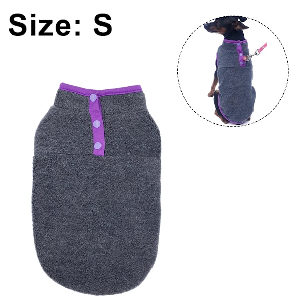 2 Pakkaa Koiran Fleecepusero Liivejä, Lämmin Pullover Fleecepentu Takki, Lemmikin Venyvä Fleecevaate Nappeilla Asut